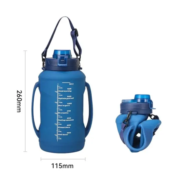 ขวดน้ําซิลิโคนสีน้ำเงิน แบบพับได้ ขนาด 2 ลิตร - Image 3